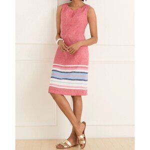 Talbots Linen Shift Dress Seaside Stripe Sleeveless Sz 10 (Medium) Womens Red